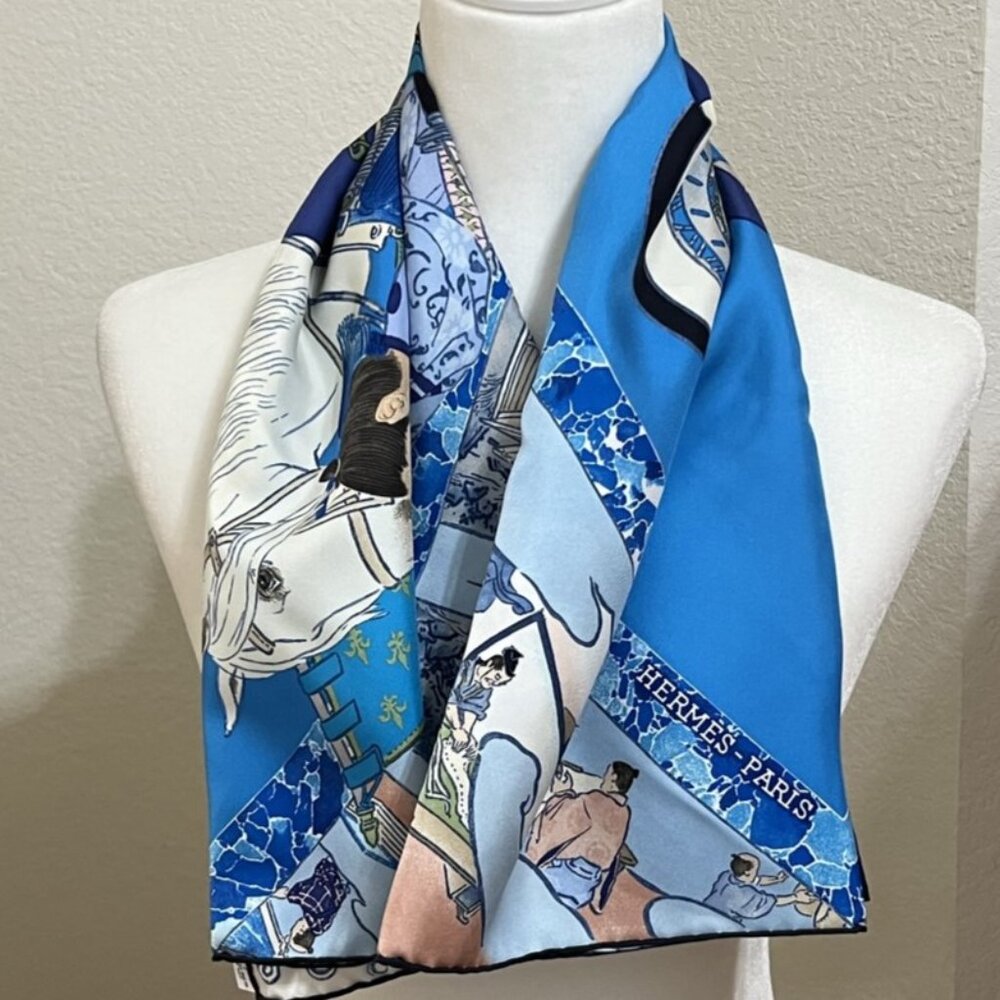 Hermes 90cm silk scarf "Les Artisans" by Akira Yamaguchi